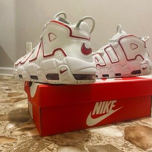 Nike Air More Uptempo White Varsity Red Outline